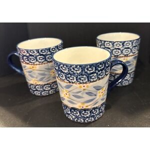 Temptations Old World Blue‎ Floral Mugs Mug Cups Cup 10 Ounce Set Of 3